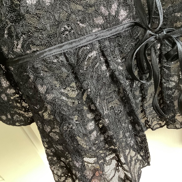 I.N.C Lace Jacket Tie Front Black Silver SZ PM - Picture 8 of 15